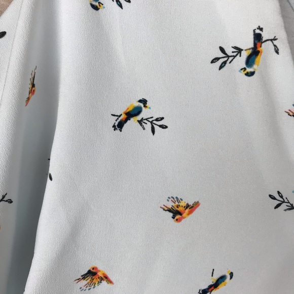 A New Day Bird Print Cut Out Neckline Blouse - Picture 2 of 7
